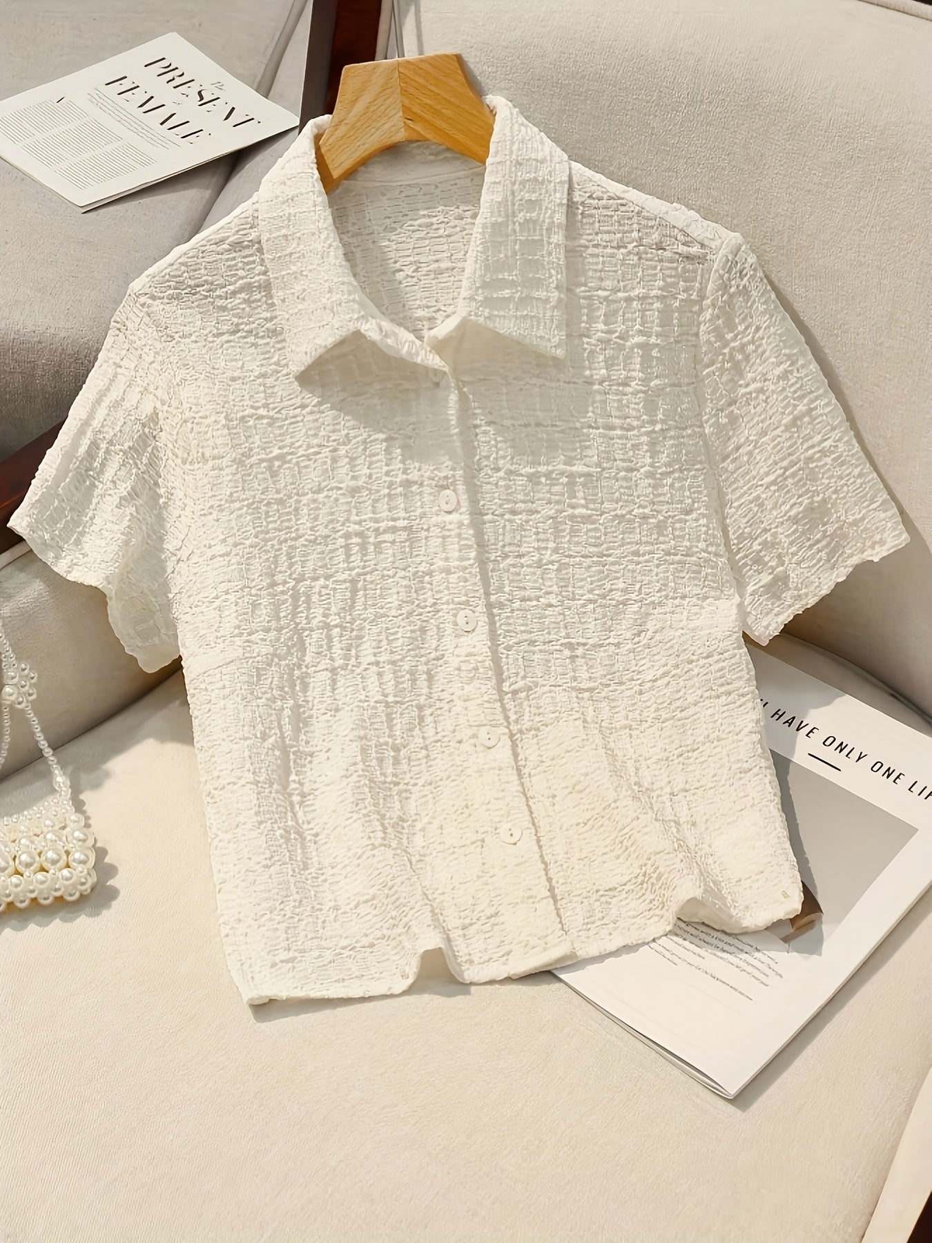 Women's Elegant Stretch Pleated Collar Blouse