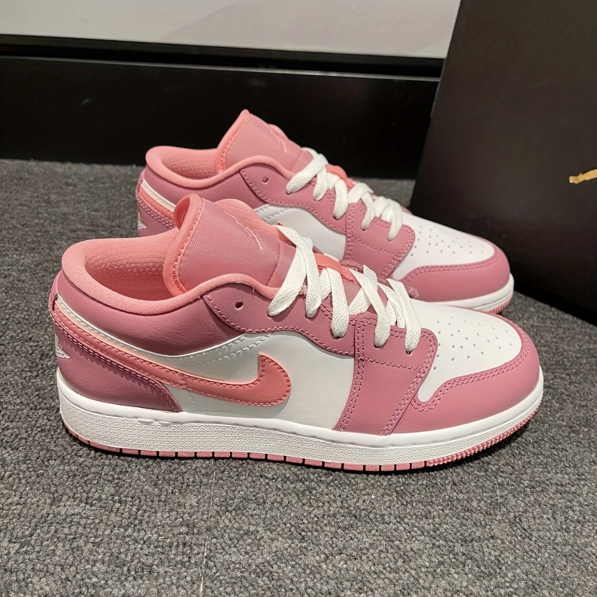 Nike Air Jordan 1 Low Women Casual Shoes, Pink Color Low-Top Thick Sole Skate Shoes