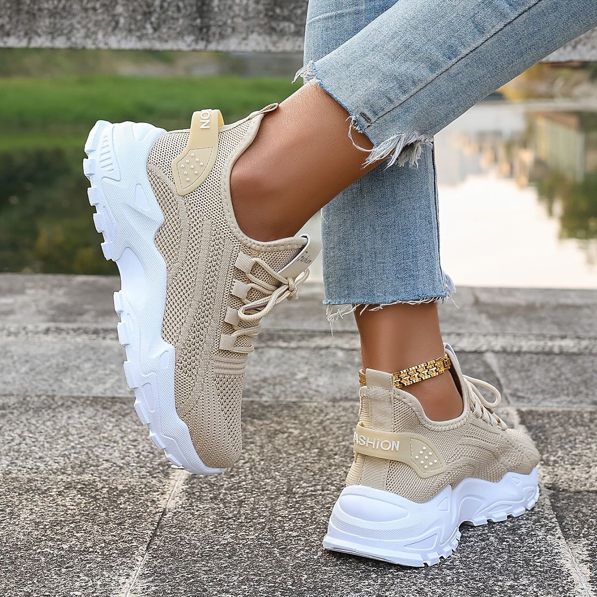 Plus Size Women's Lightweight Breathable Fabric Casual Sneakers - Stability Support Soft PU Sole, Vibrant Red All-Season Walking Shoes for