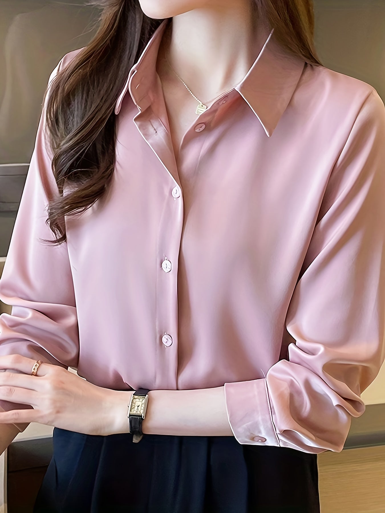 Luxury Feel Wrinkle-Resistant Satin Shirt for Women