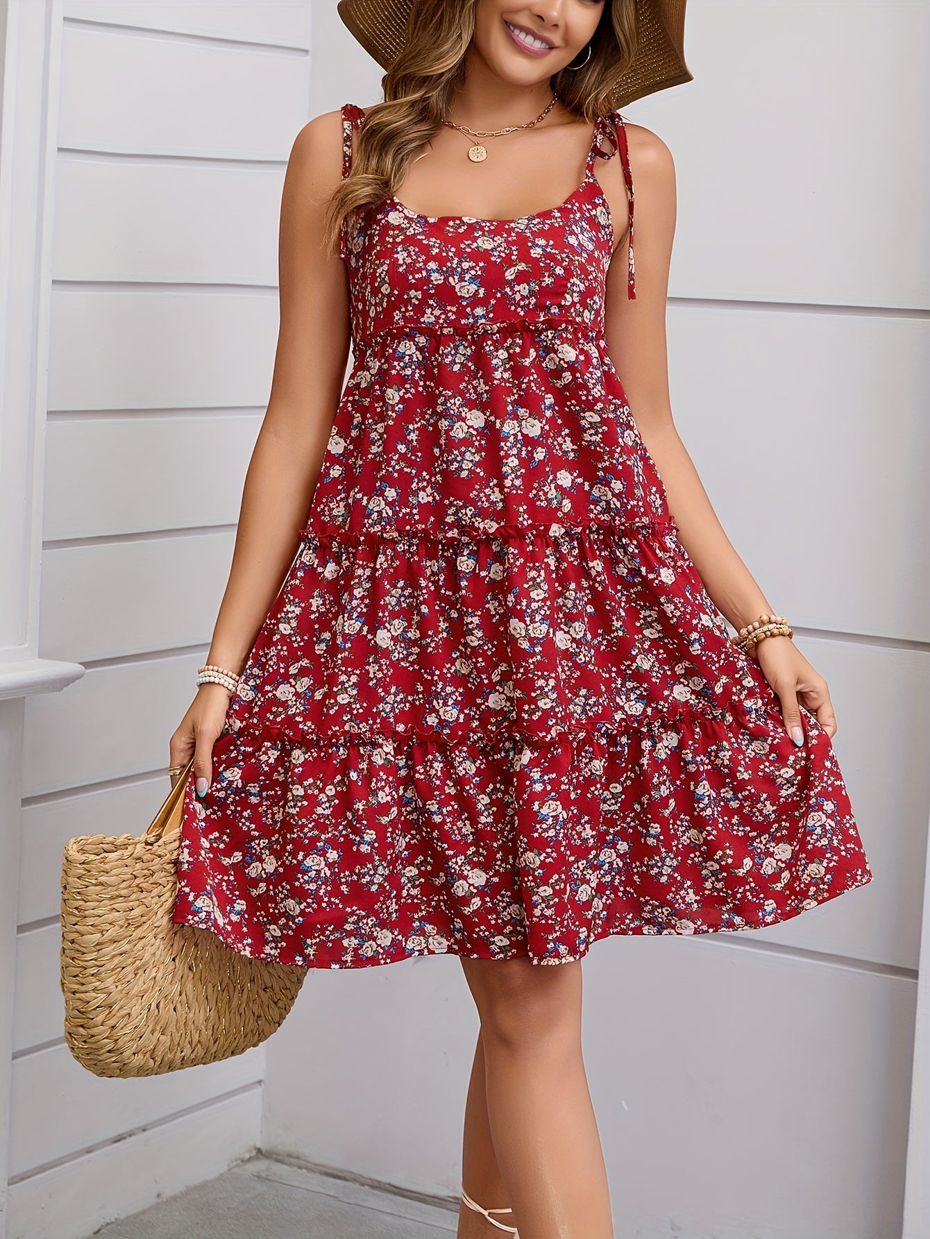 Sleeveless A-Line Mini Sundress with Adjustable Drawstring