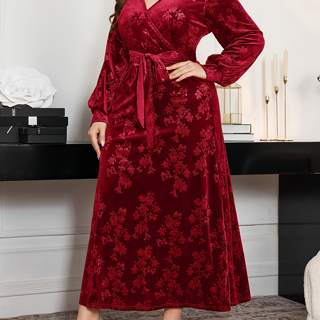 Women's Plus Size Fashion Autumn/Winter New Halloween Christmas Warm Velvet Embossed