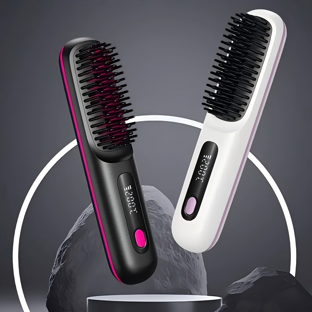 Wireless Straightener Brush, 30W Ceramic, 3 Temperature Settings