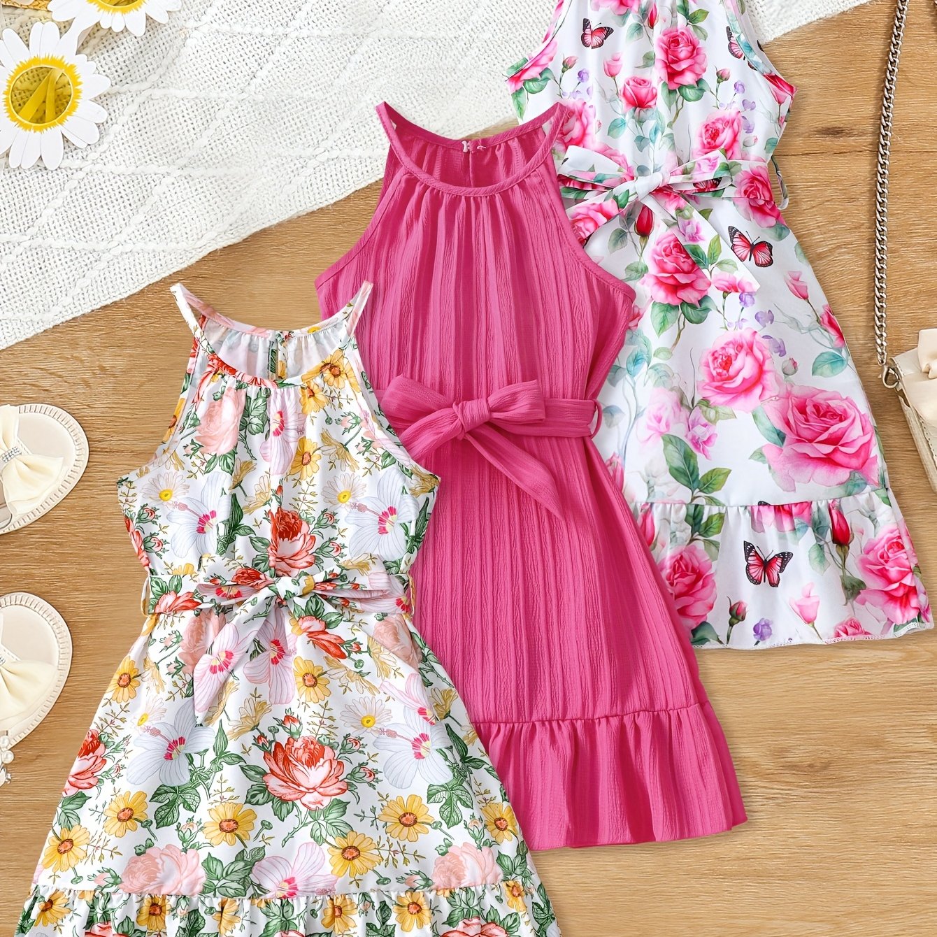 3pcs Summer Floral Girls' Skirt Set