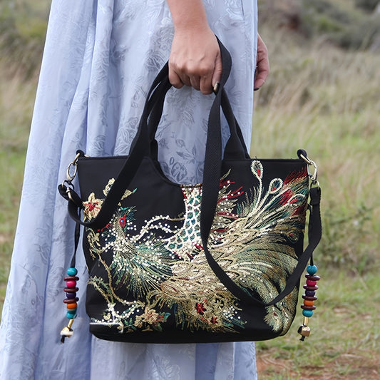 Chic Women's Embroidered Satchel Purse