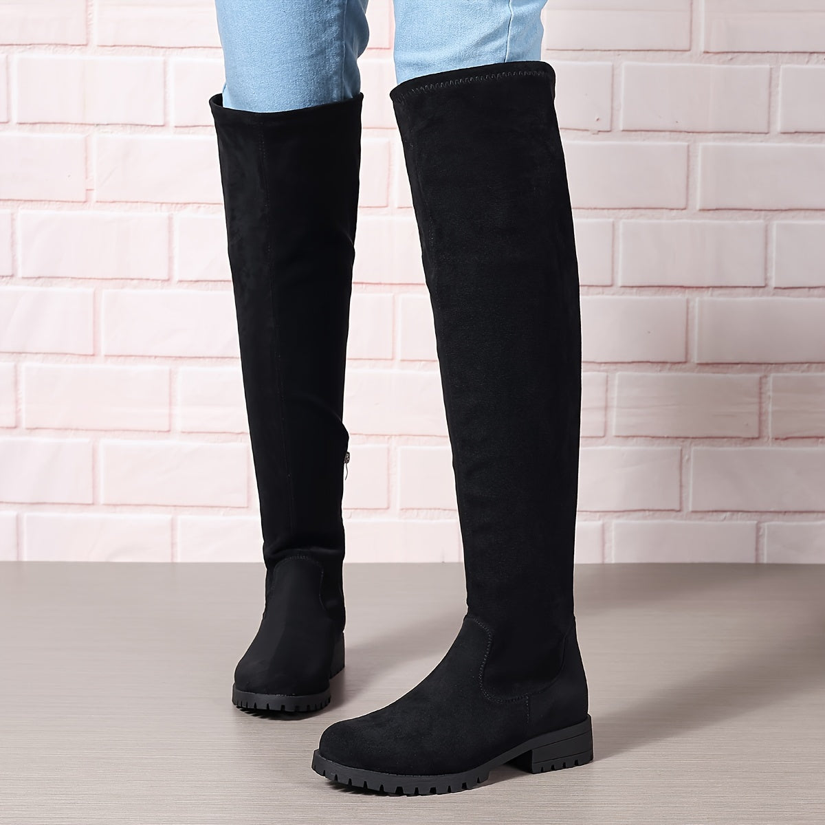Stylish Women's Long Over the Knee Boots - Chunky Heel