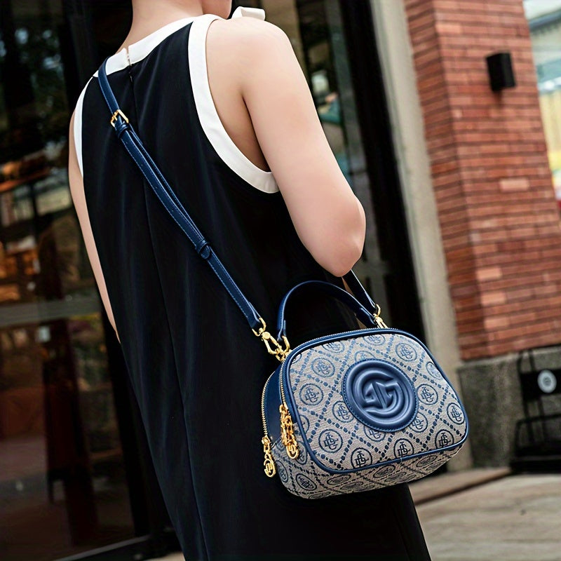 Casual Geometric Pattern Embroidered Canvas Crossbody Bag