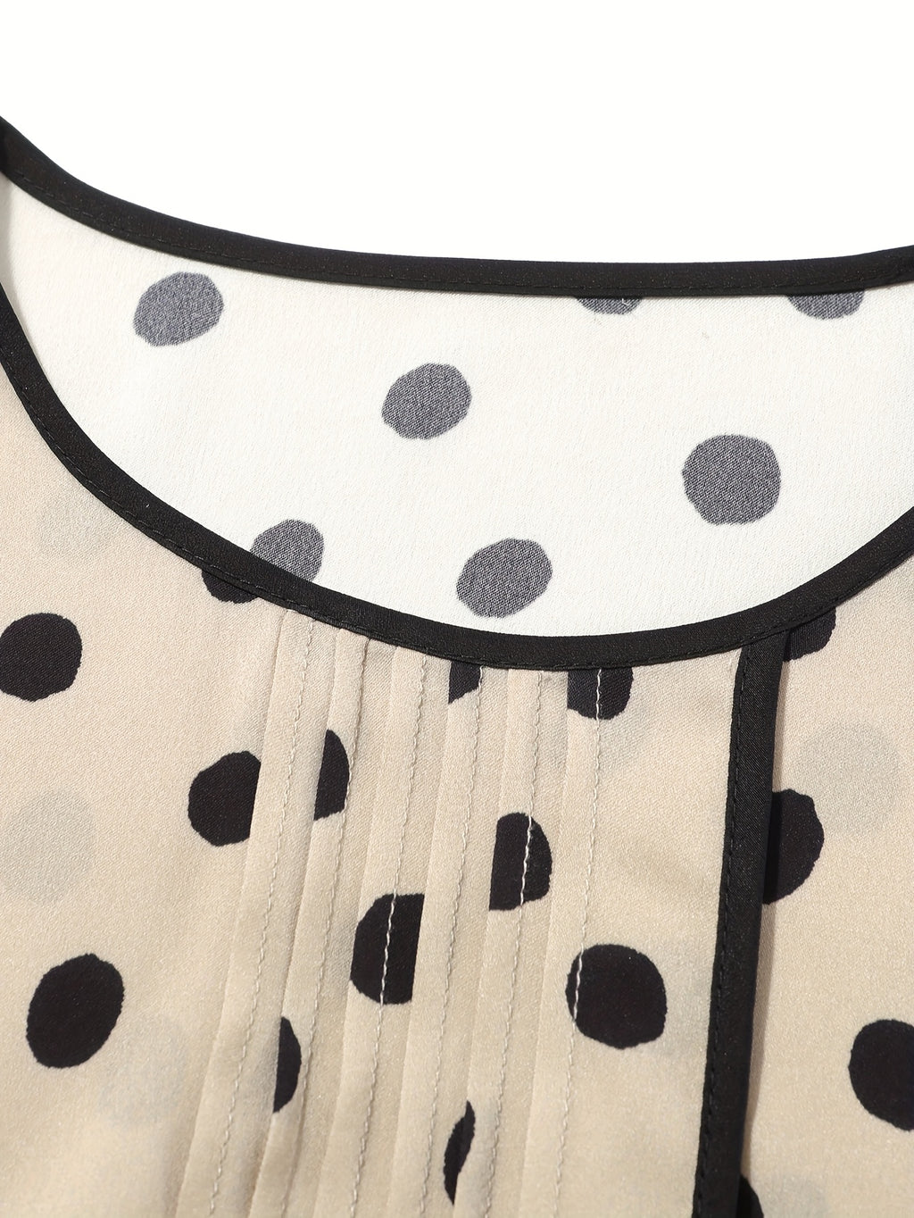 Women's Short Sleeve Blouse - Chic Polka Dot Asymmetrical Hem Round Neck Top