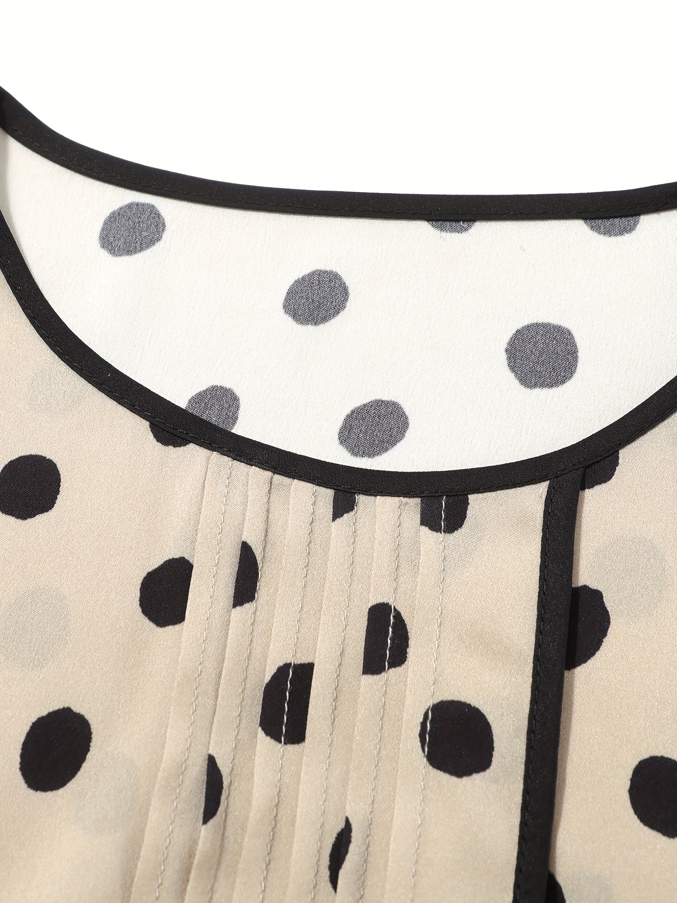 Women's Short Sleeve Blouse - Chic Polka Dot Asymmetrical Hem Round Neck Top