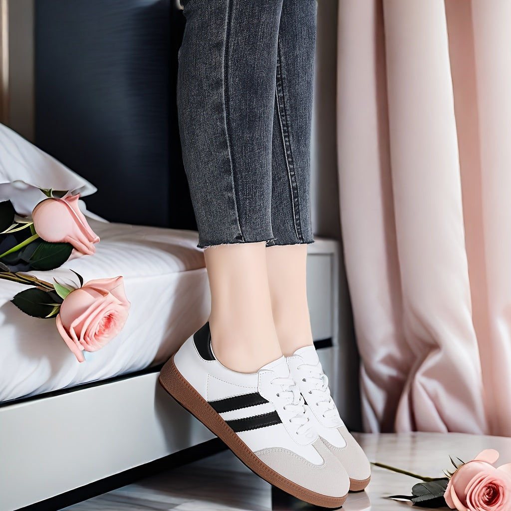 Women's Striped Pattern Flat Sneakers