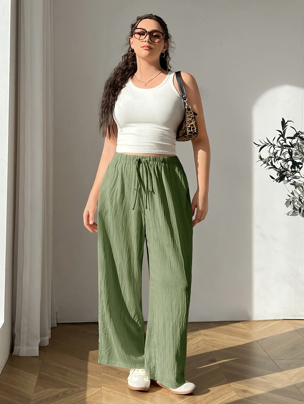 Plus Size Women's Casual Wide Leg Pants