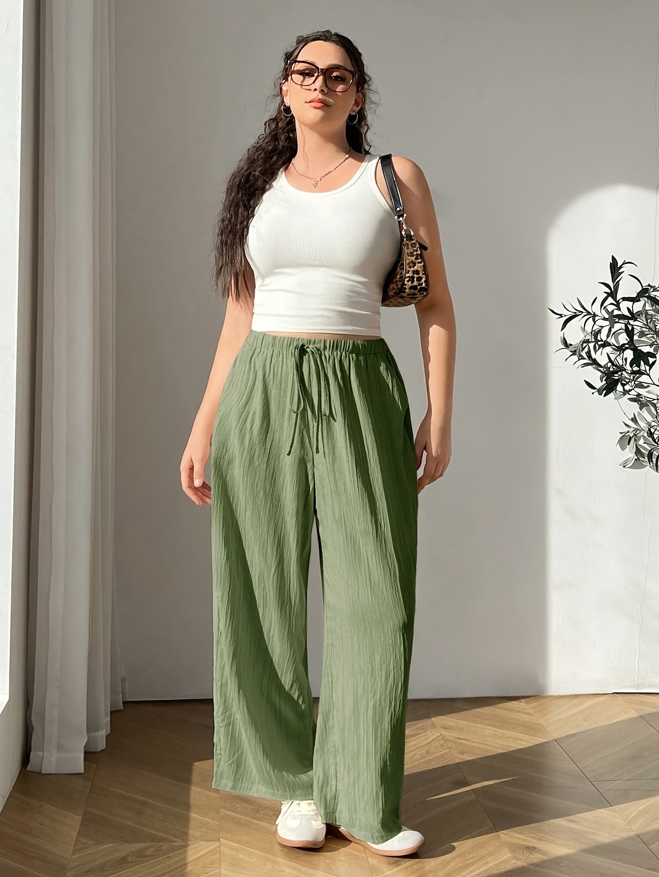 Plus Size Women's Casual Wide Leg Pants