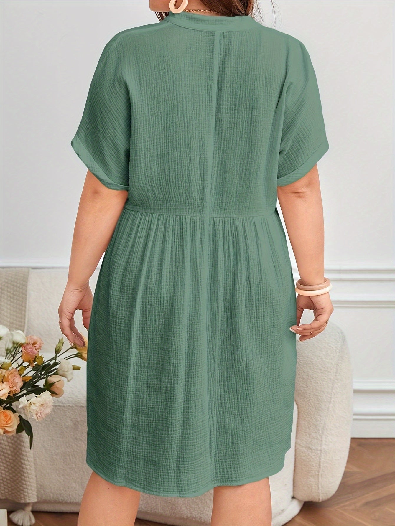 ZD8033-Ladies' Fashionable Elegant Plus Size Shirt Dress