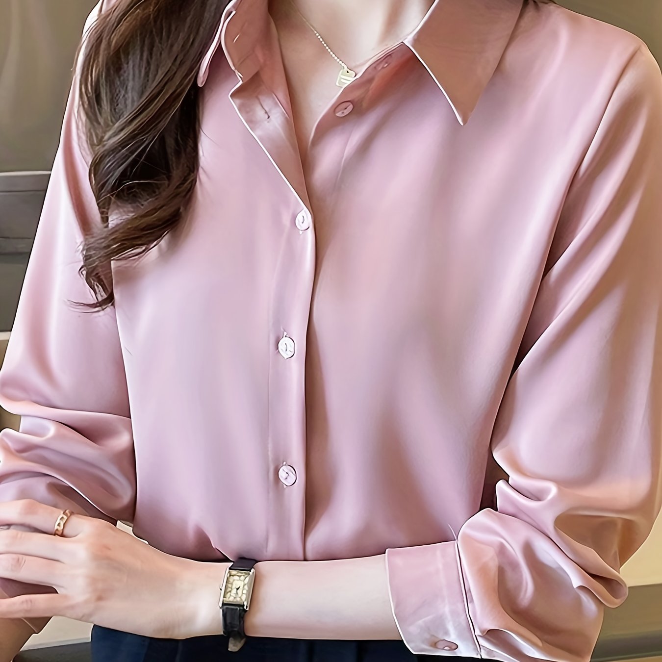 Luxury Feel Wrinkle-Resistant Satin Shirt for Women
