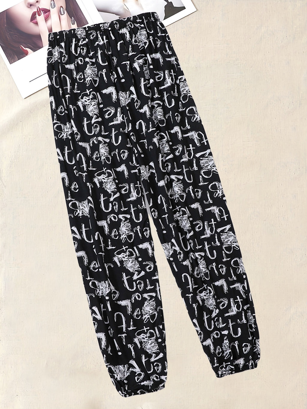 Women's Loose Fit Wide Leg Flare Pants with Print