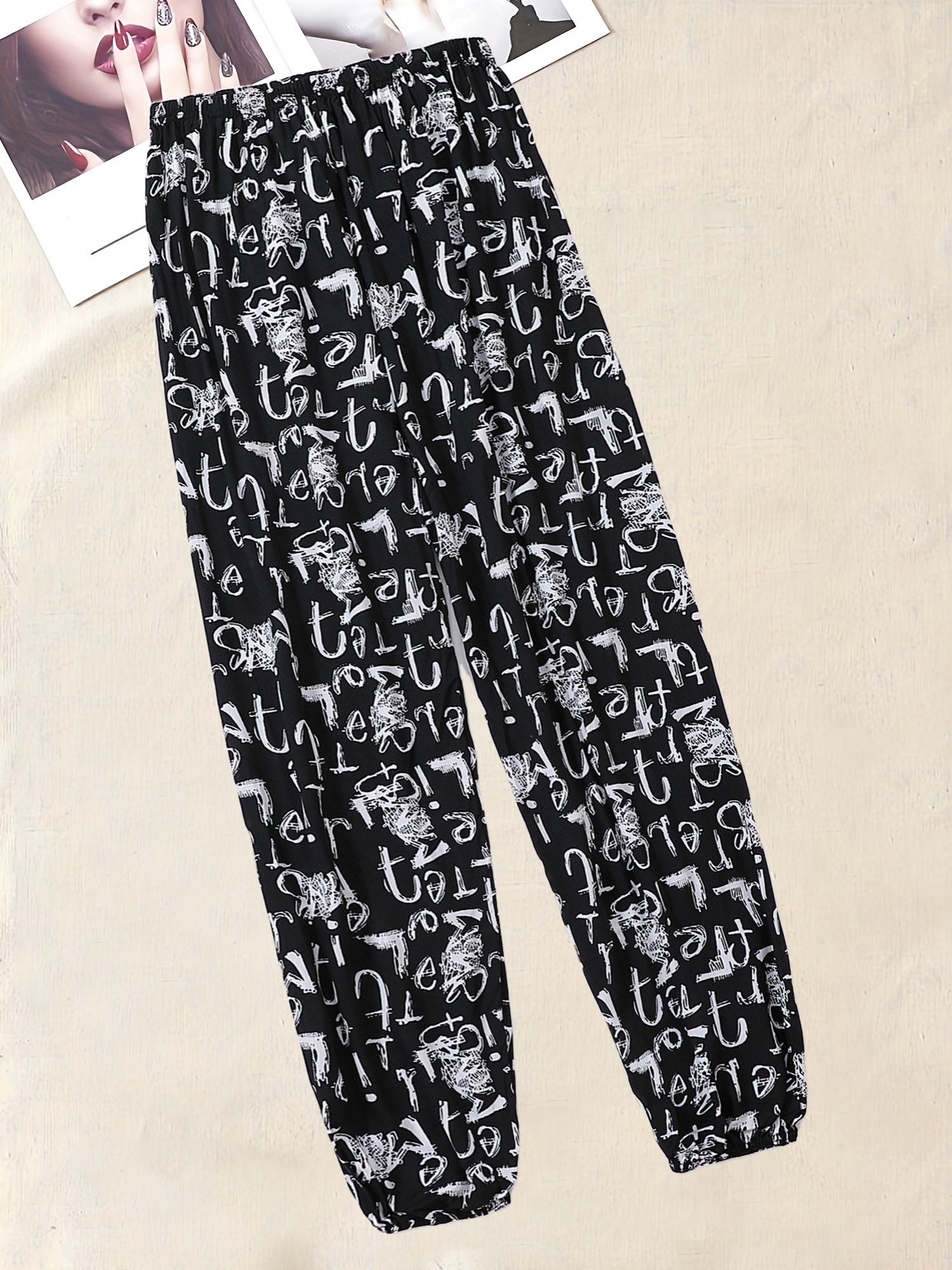 Women's Loose Fit Wide Leg Flare Pants with Print