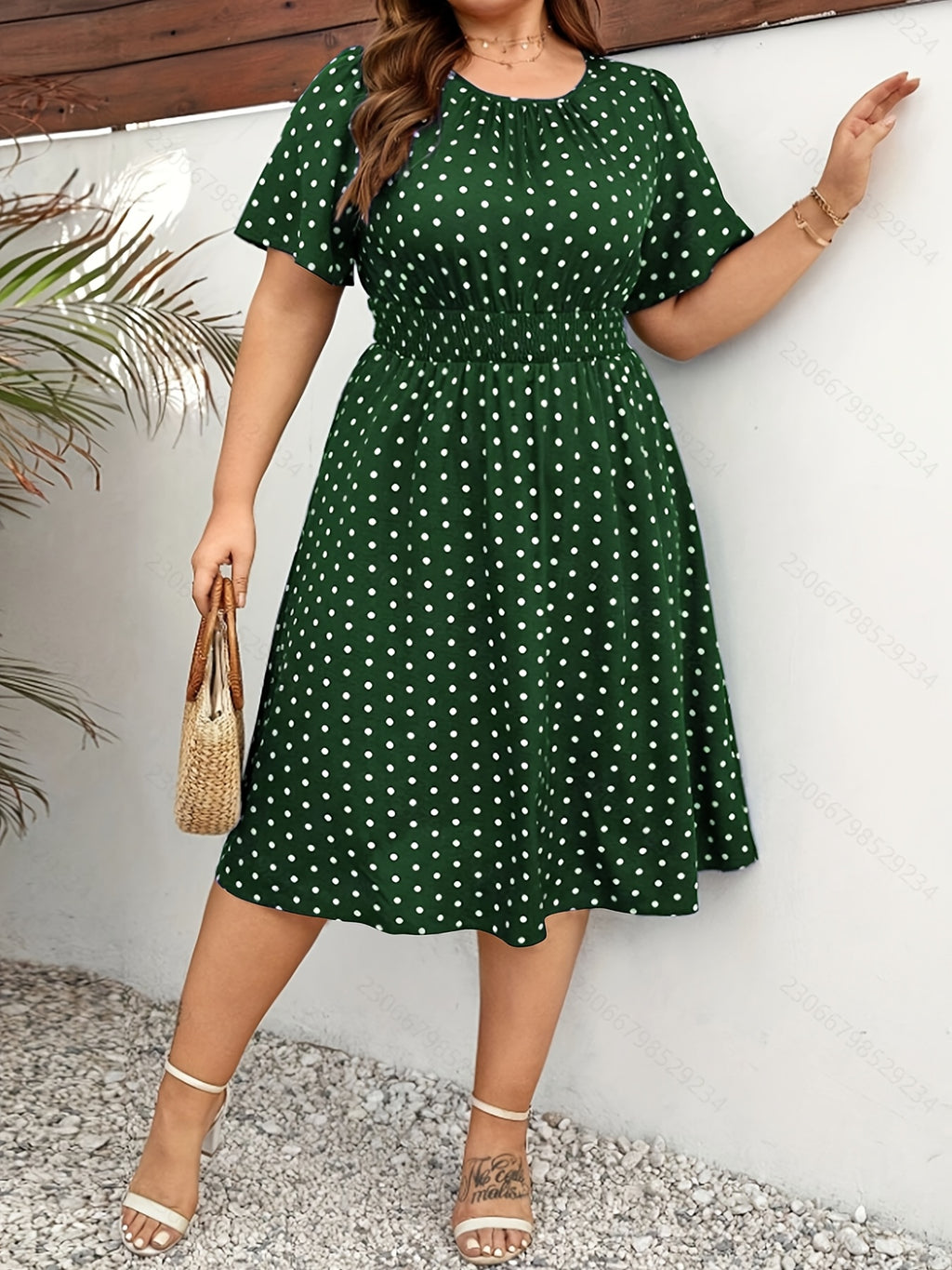 Elegant Women's Plus Size Dot Print Summer Dress