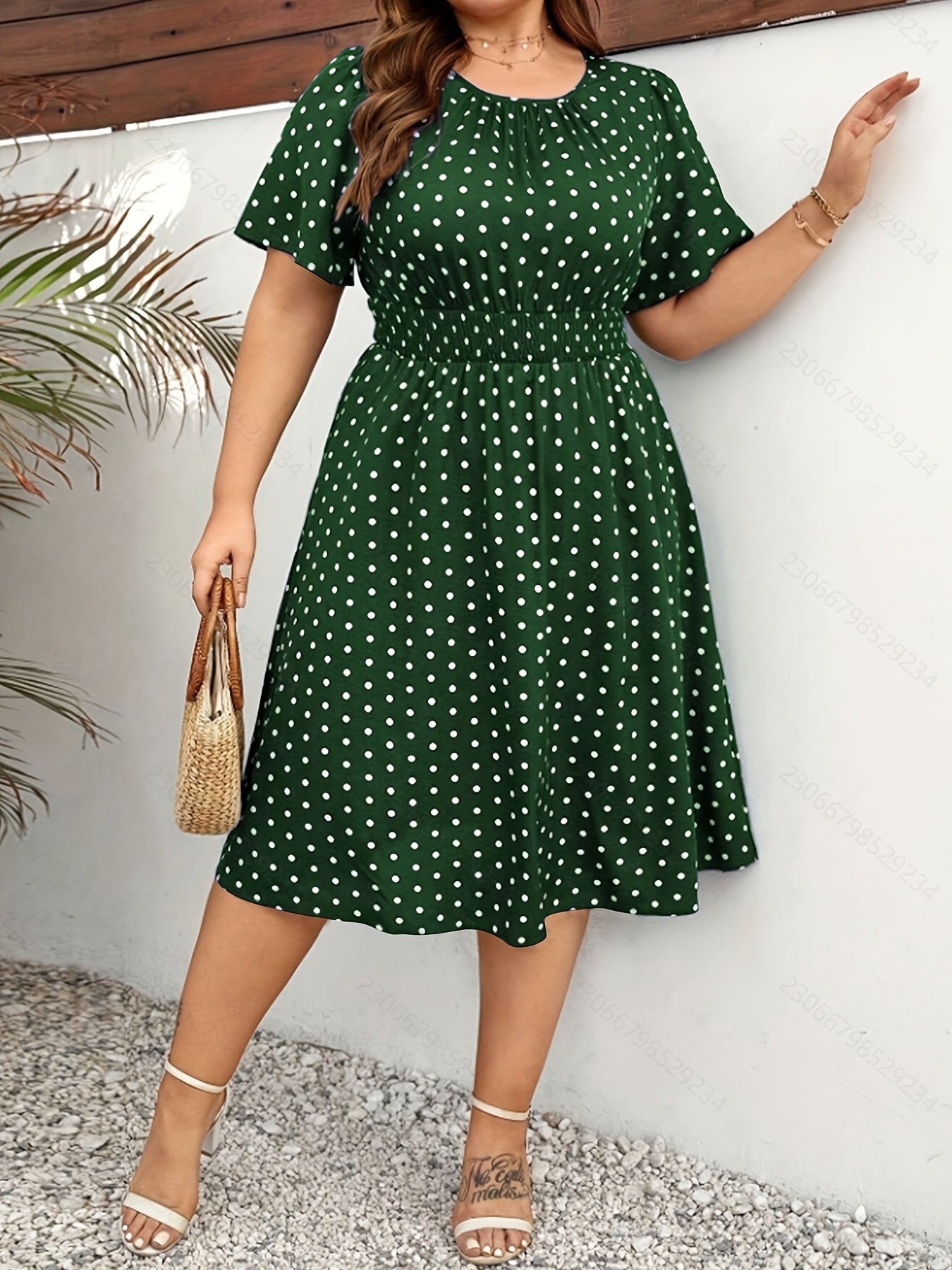Elegant Women's Plus Size Dot Print Summer Dress