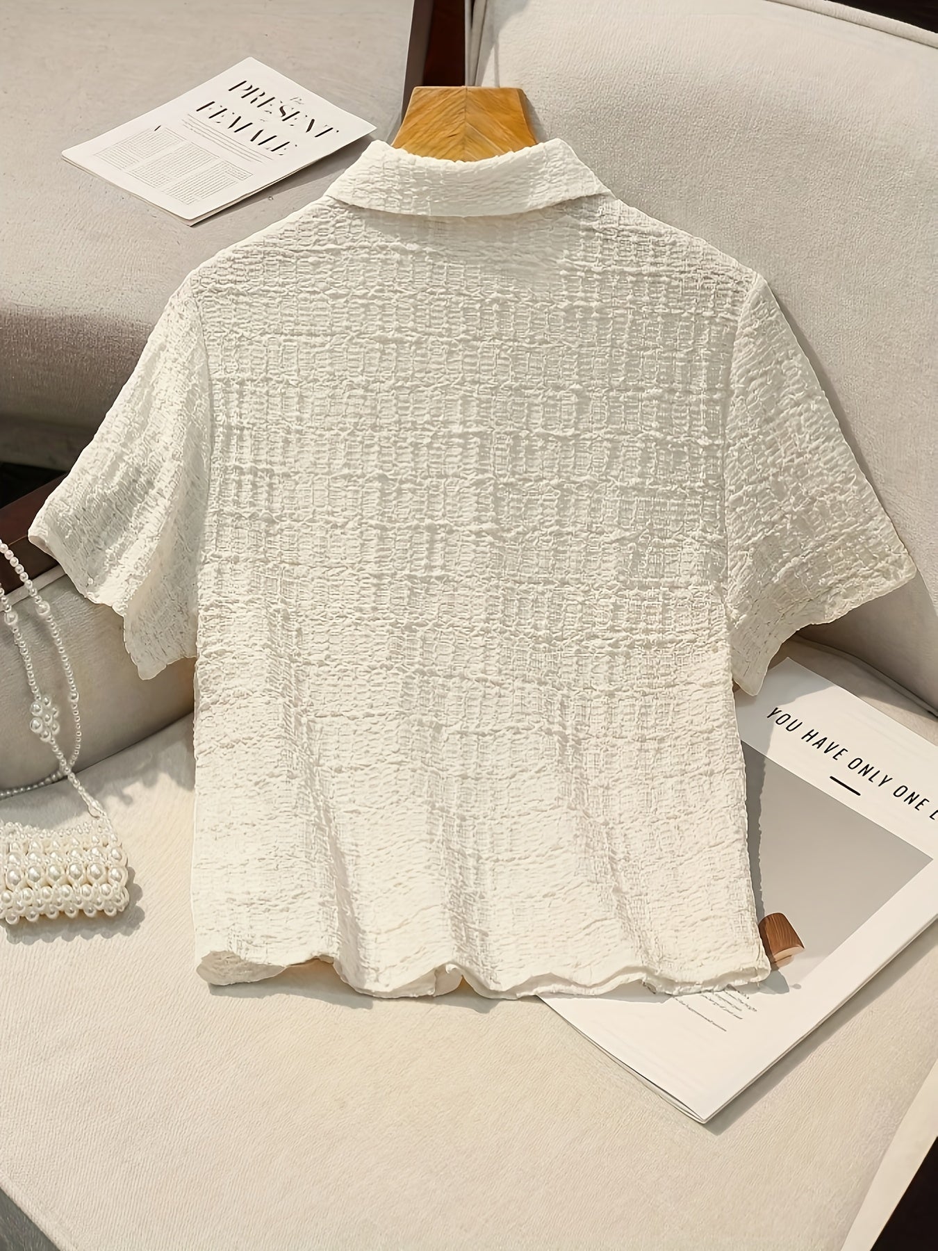 Women's Elegant Stretch Pleated Collar Blouse
