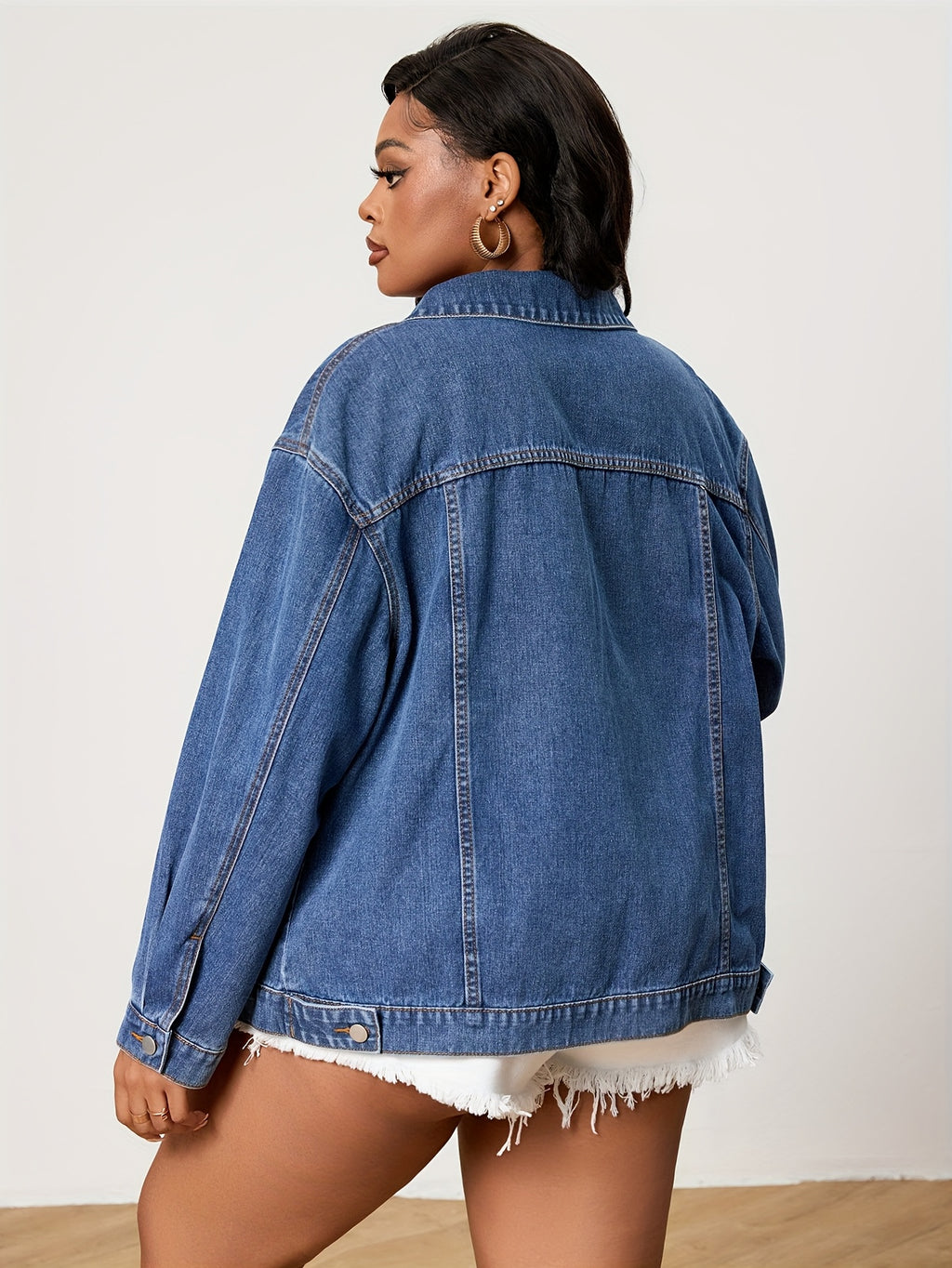 Plus-Size Unique Pearl Distressed Women's Jacket