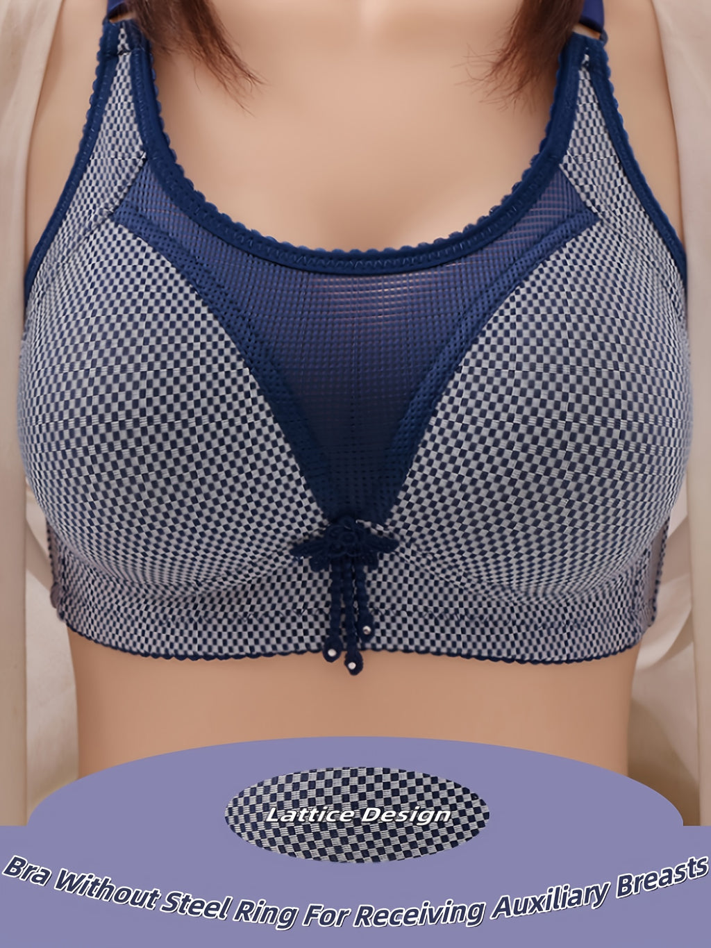 Two-Piece Set Of Fashionable Checkered Design Bras