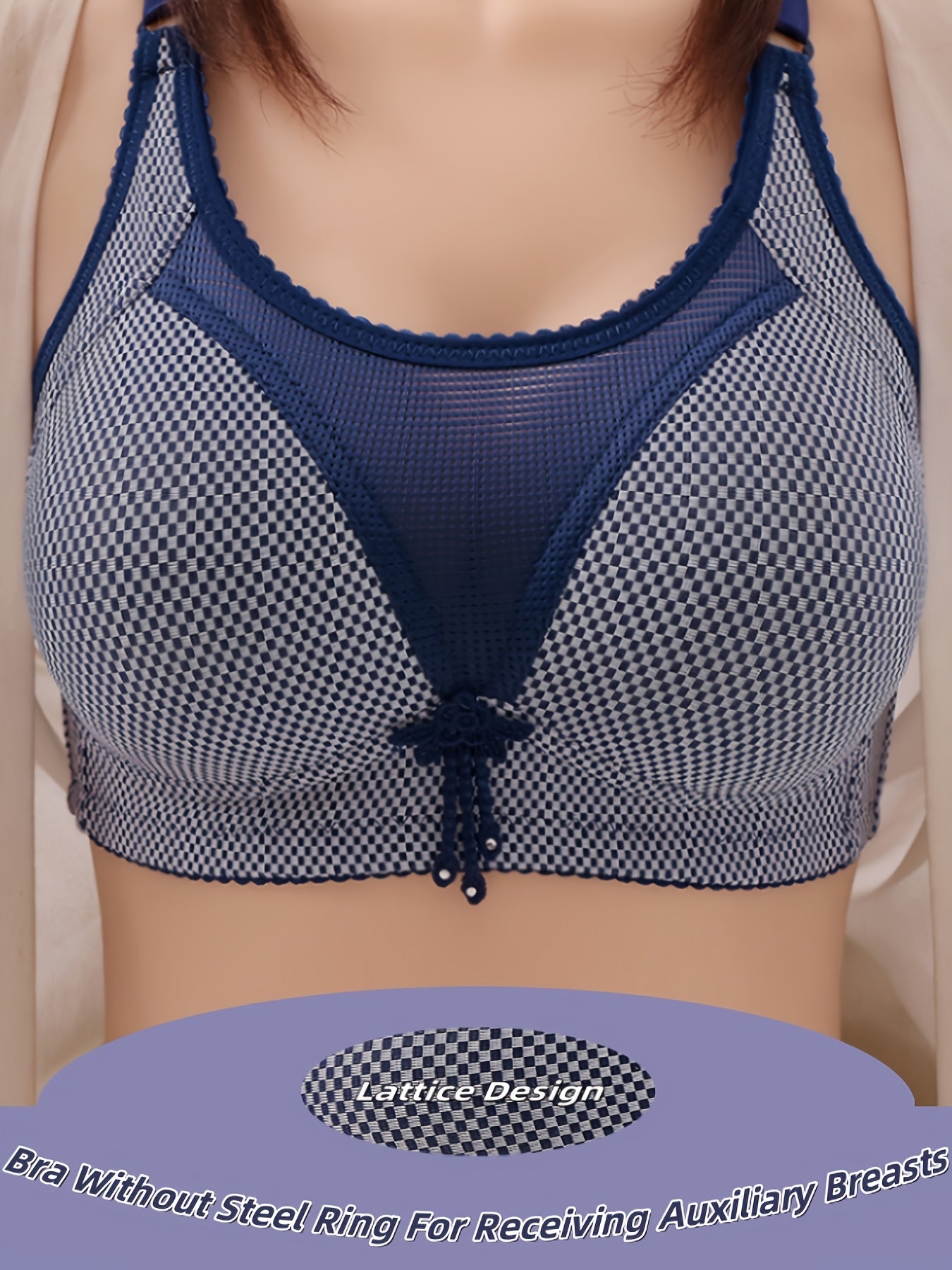 Two-Piece Set Of Fashionable Checkered Design Bras