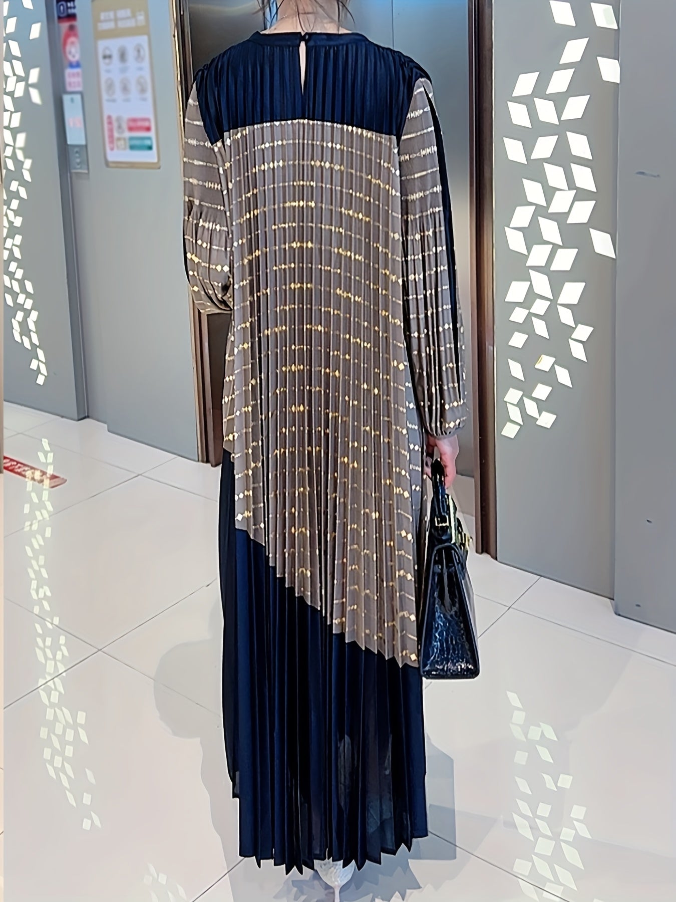French-Style Pleated Dress, Loose Fit for Women