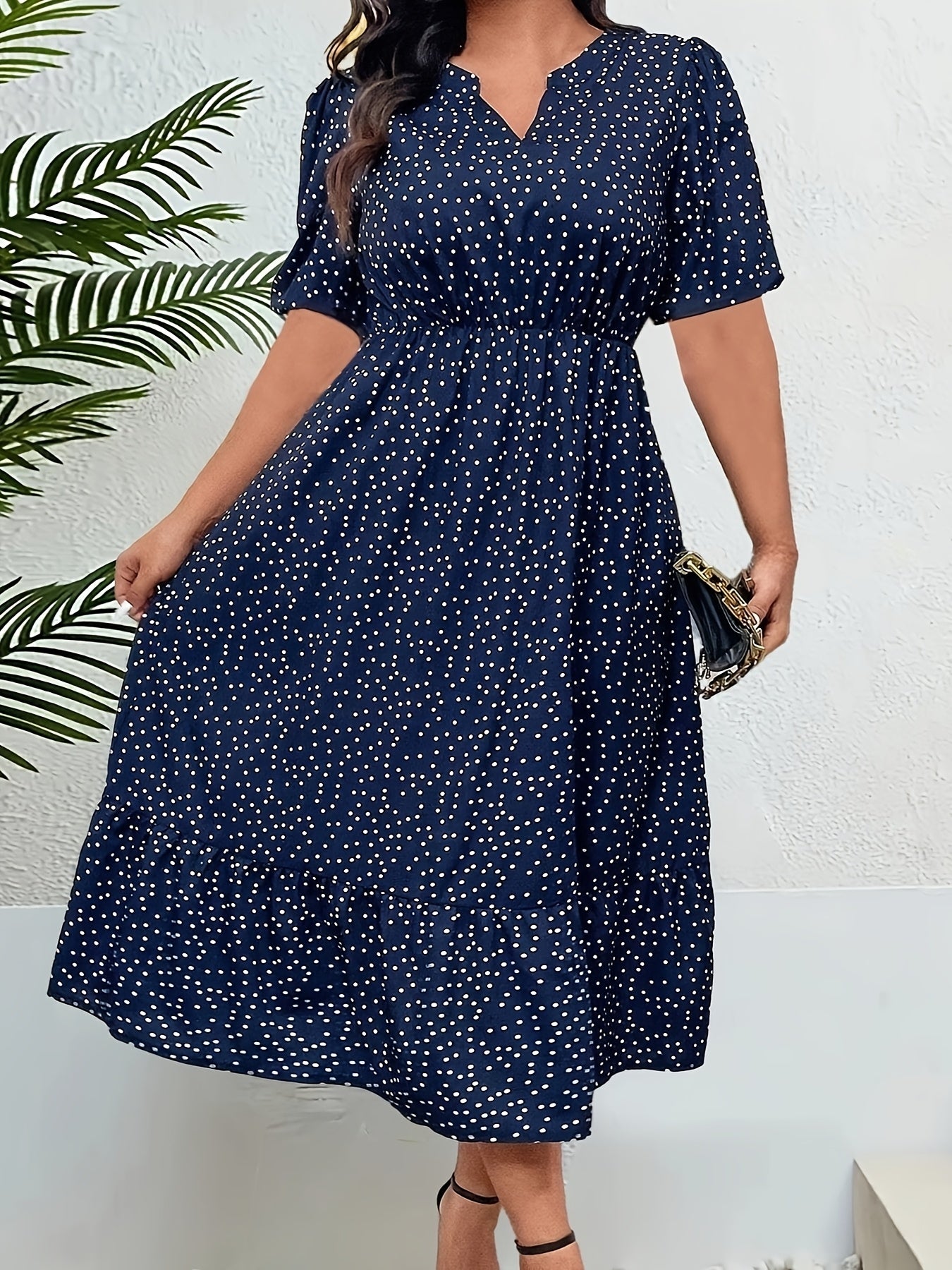 Plus Size Women's V-Neck Loose Fit Dress