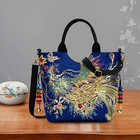 Chic Women's Embroidered Satchel Purse