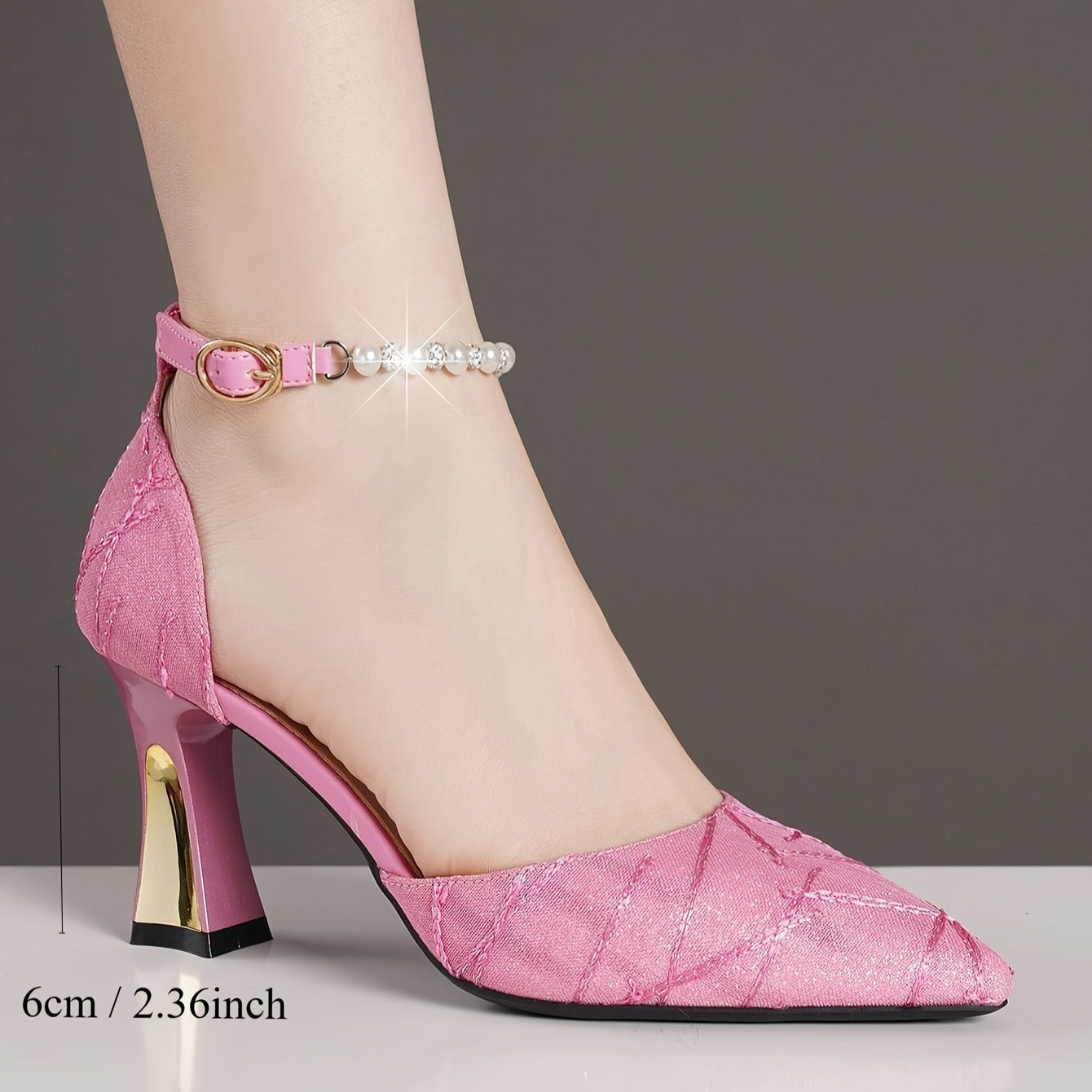Mid-High Heel Pearl Strap Sandals