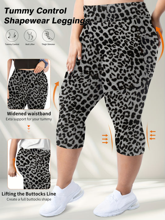 Plus Size High-Waisted Leopard Print 7-Inch Leggings
