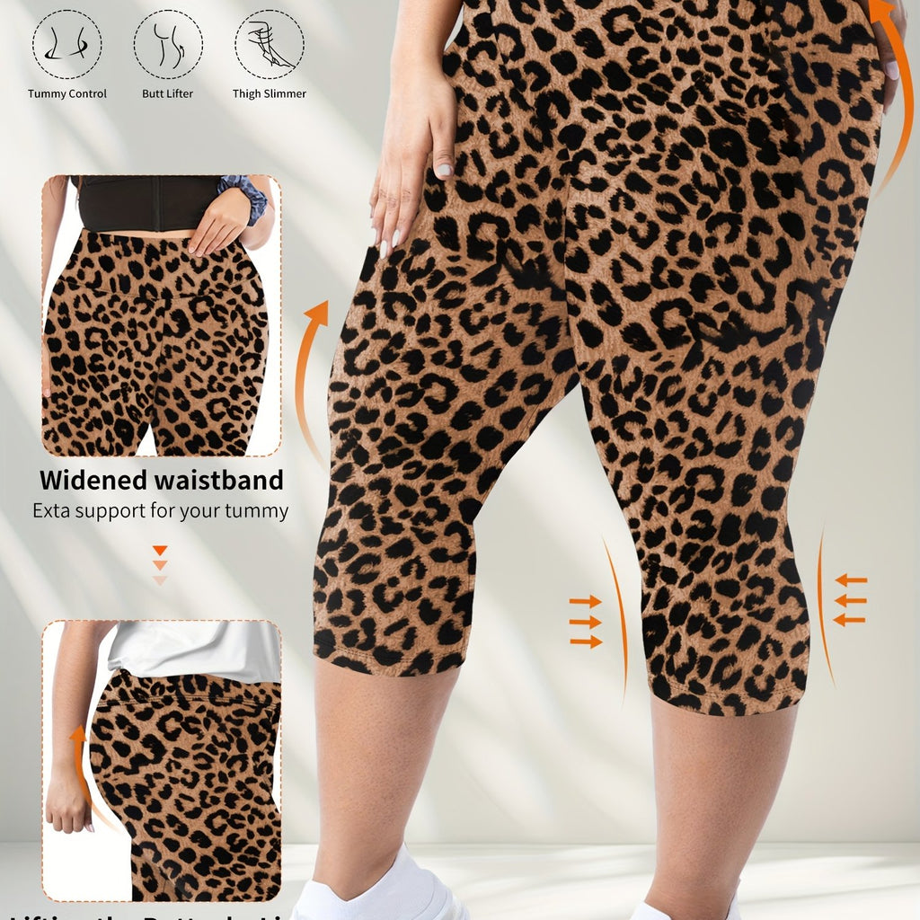 Plus Size High-Waisted Leopard Print 7-Inch Leggings