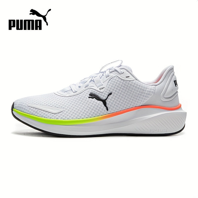 PUMA Unisex Sneakers - Low-Top Gym Sneakers in White/Black/Neon Green Accent - Breathable Fabric Upper