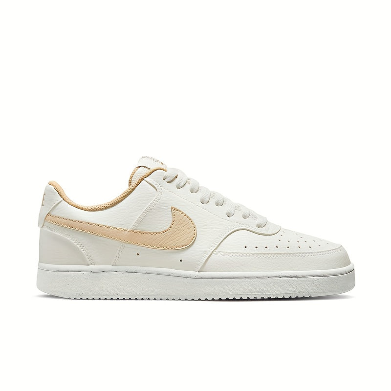 Nike Women's Air Cushion Sneakers - Lightweight All-Season Beige & White Low-Top Skate Shoes with Arch Support