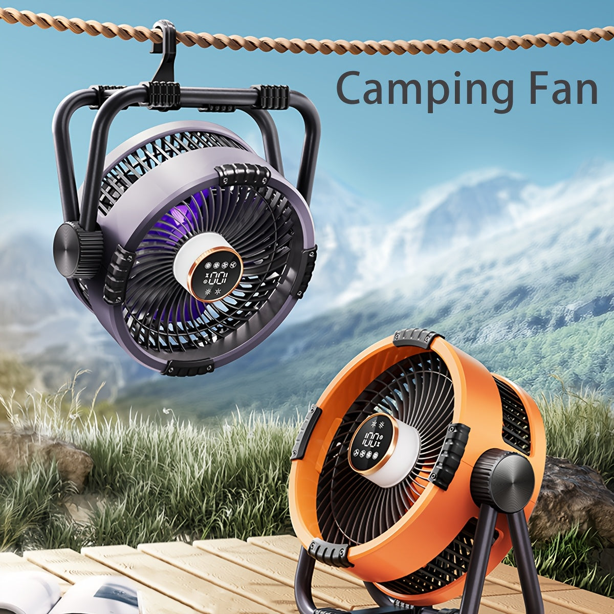 Storm Outdoor Fan - 30ft Cold Wind, 20000mAh Battery, LED Lantern, Phone Charger