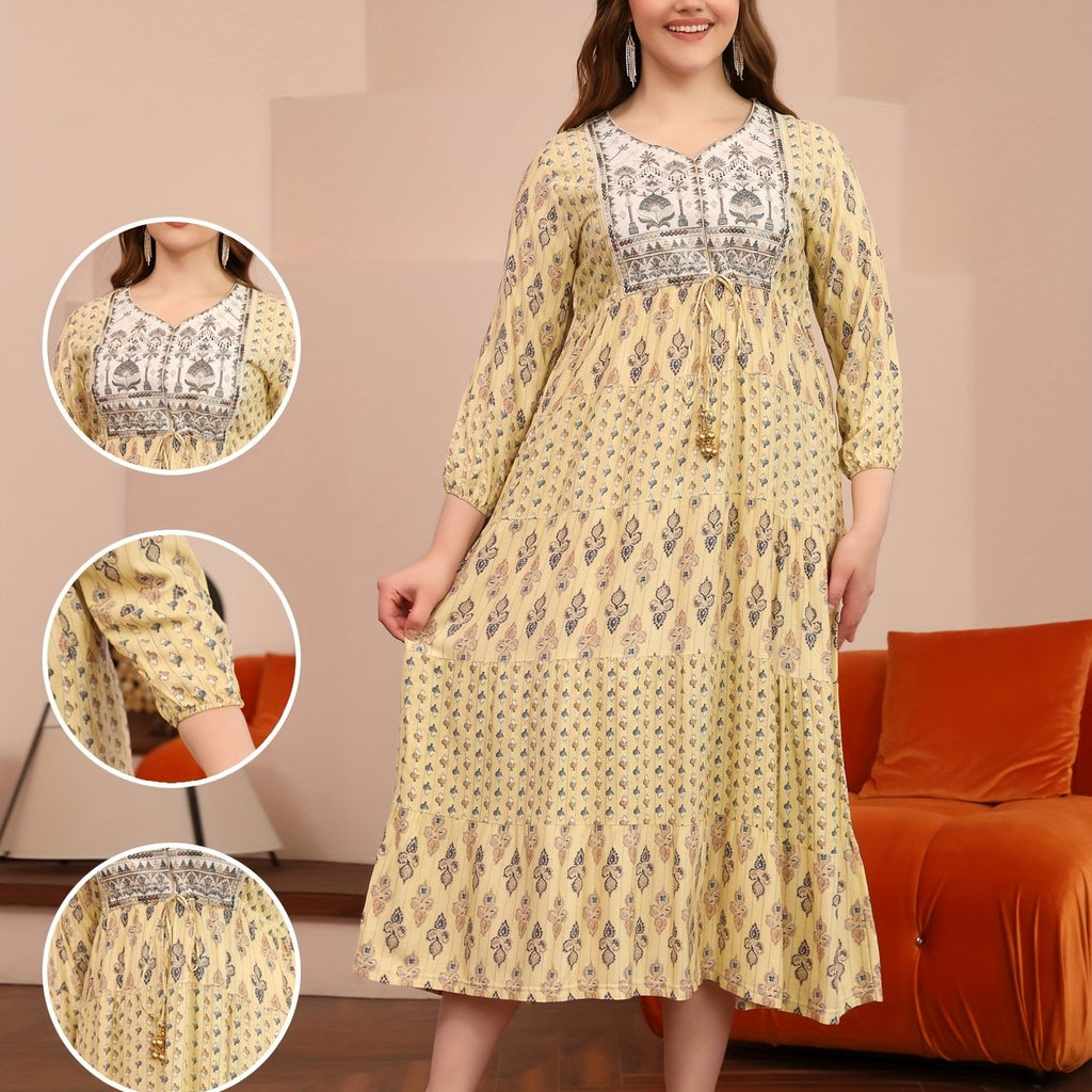 Heart-Shaped Neckline Bubble Sleeve Dress for Women