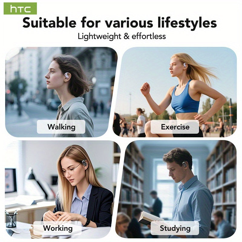 HTC NE28 Open-Source OWS Translation Earbuds with 6.0 Low Latency, Wireless, USB Charging, Battery