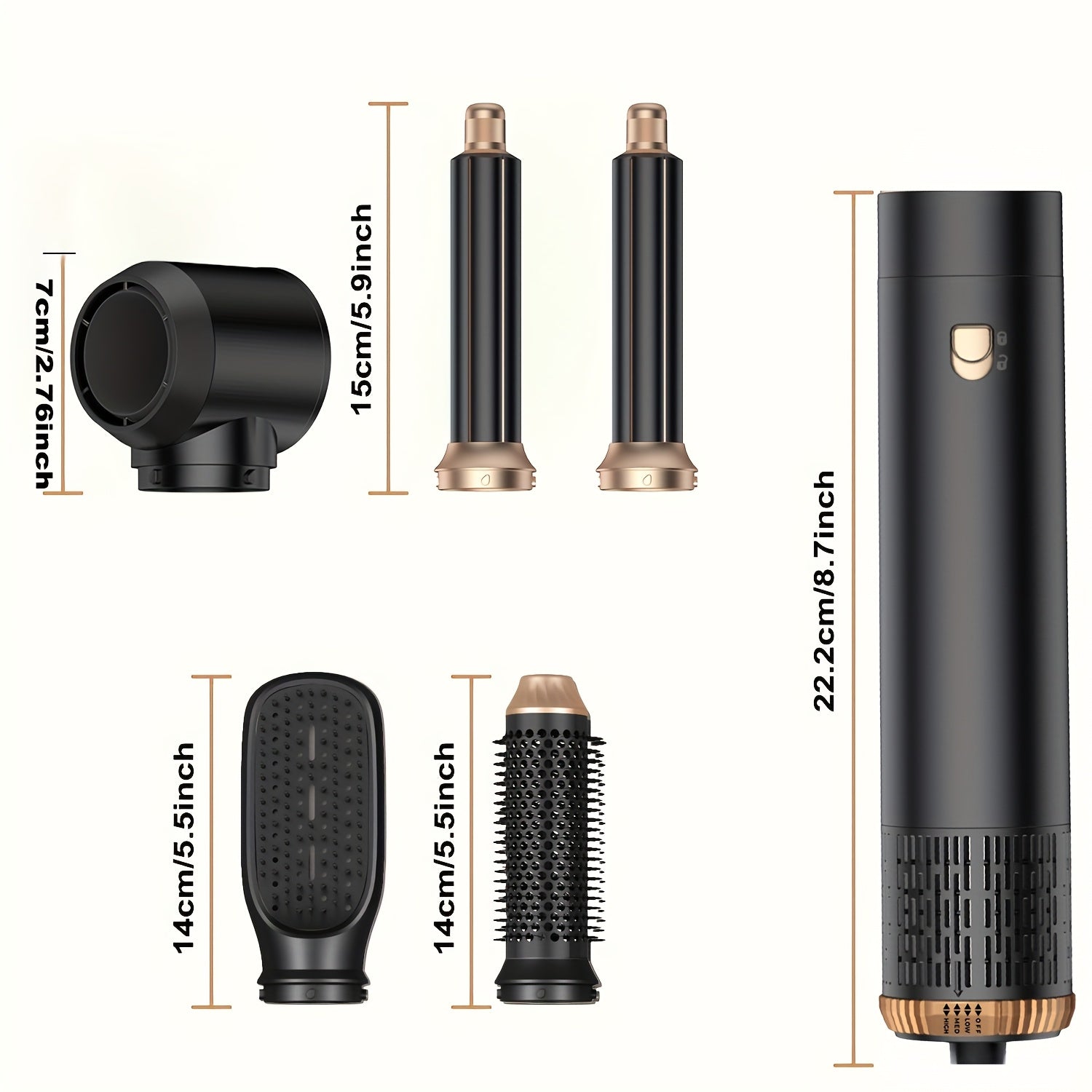 5-in-1 Hair Styler Dryer Brush - 60,000 RPM Ionic Technology, Auto-Reverse Curling