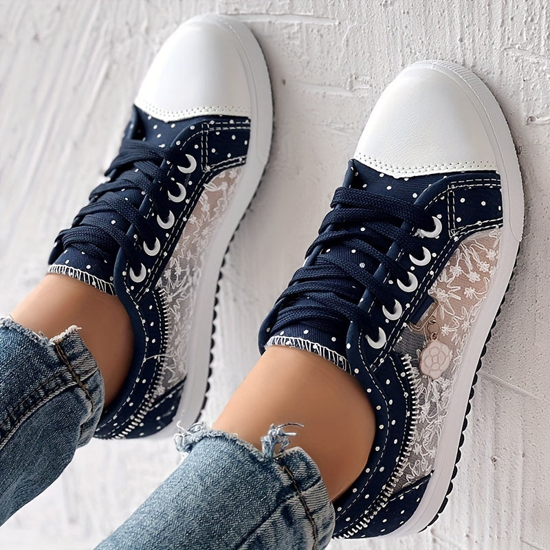 Women's Floral Mesh & Synthetic Cover Casual Sneakers