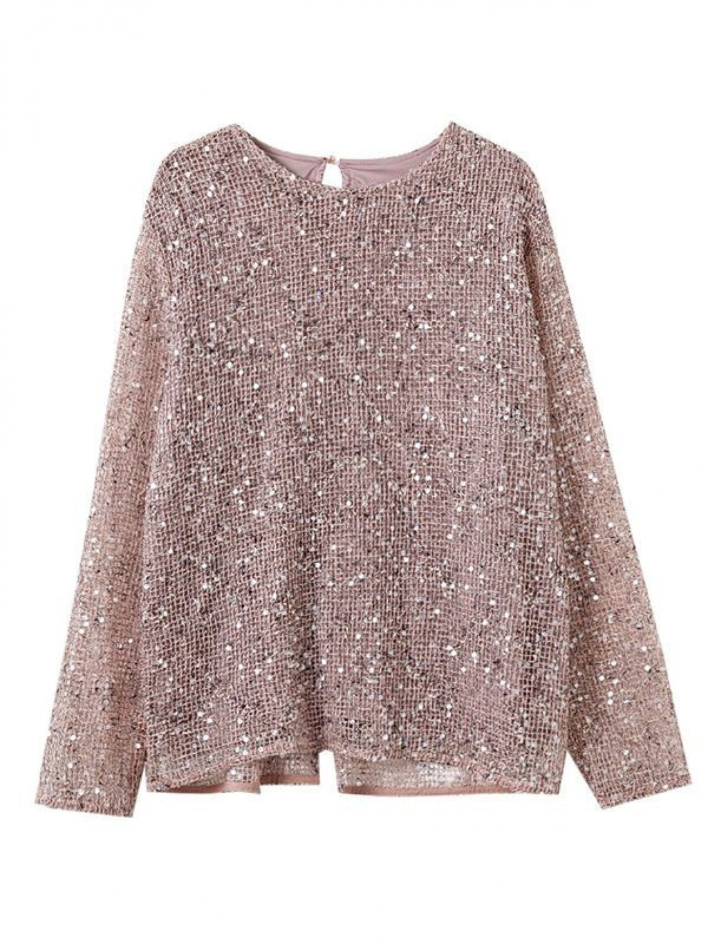 Women's Elegant Sequin Chiffon Blouse - Reversible Round Neck Top