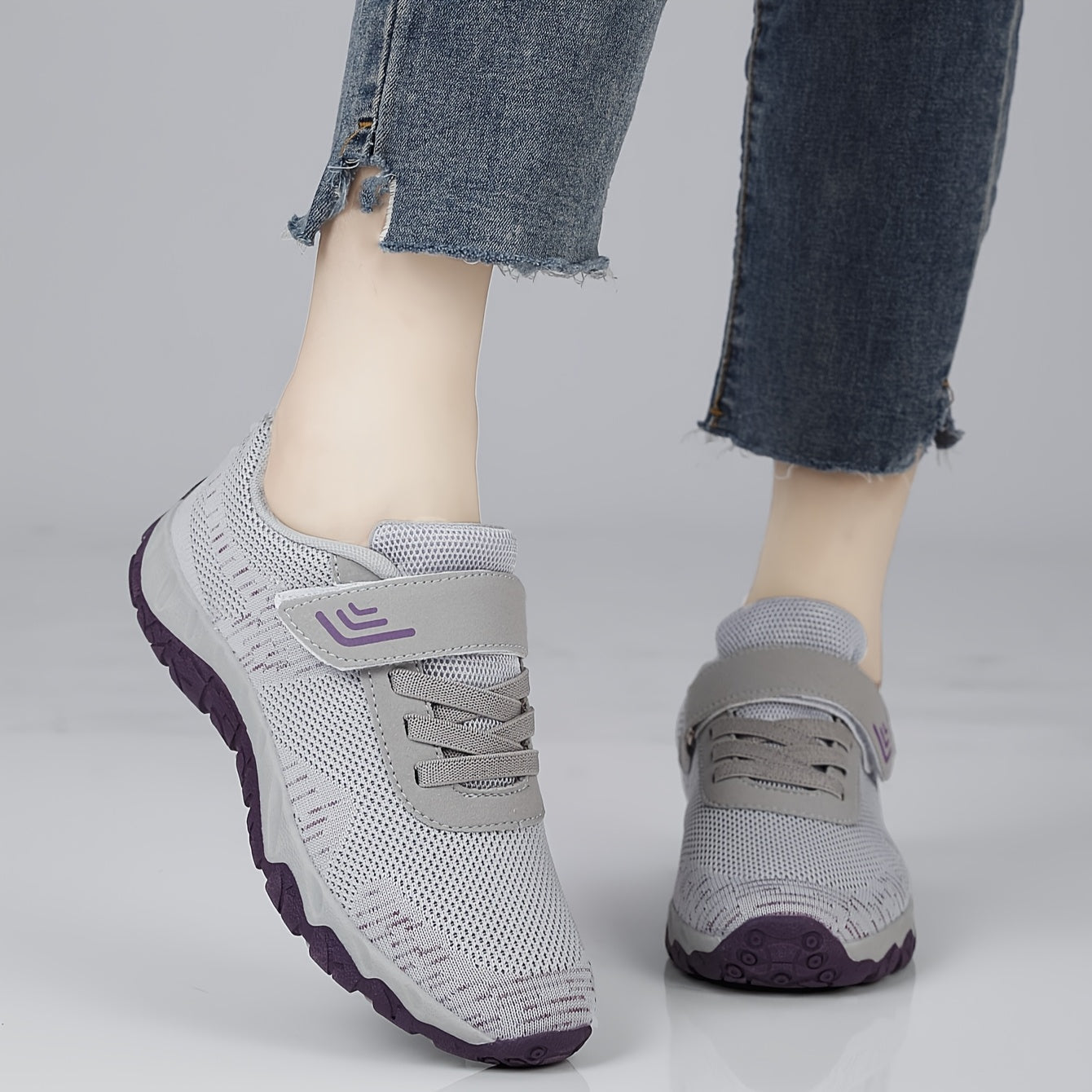 Non-Slip Gray Breathable Mesh Women's Sneakers