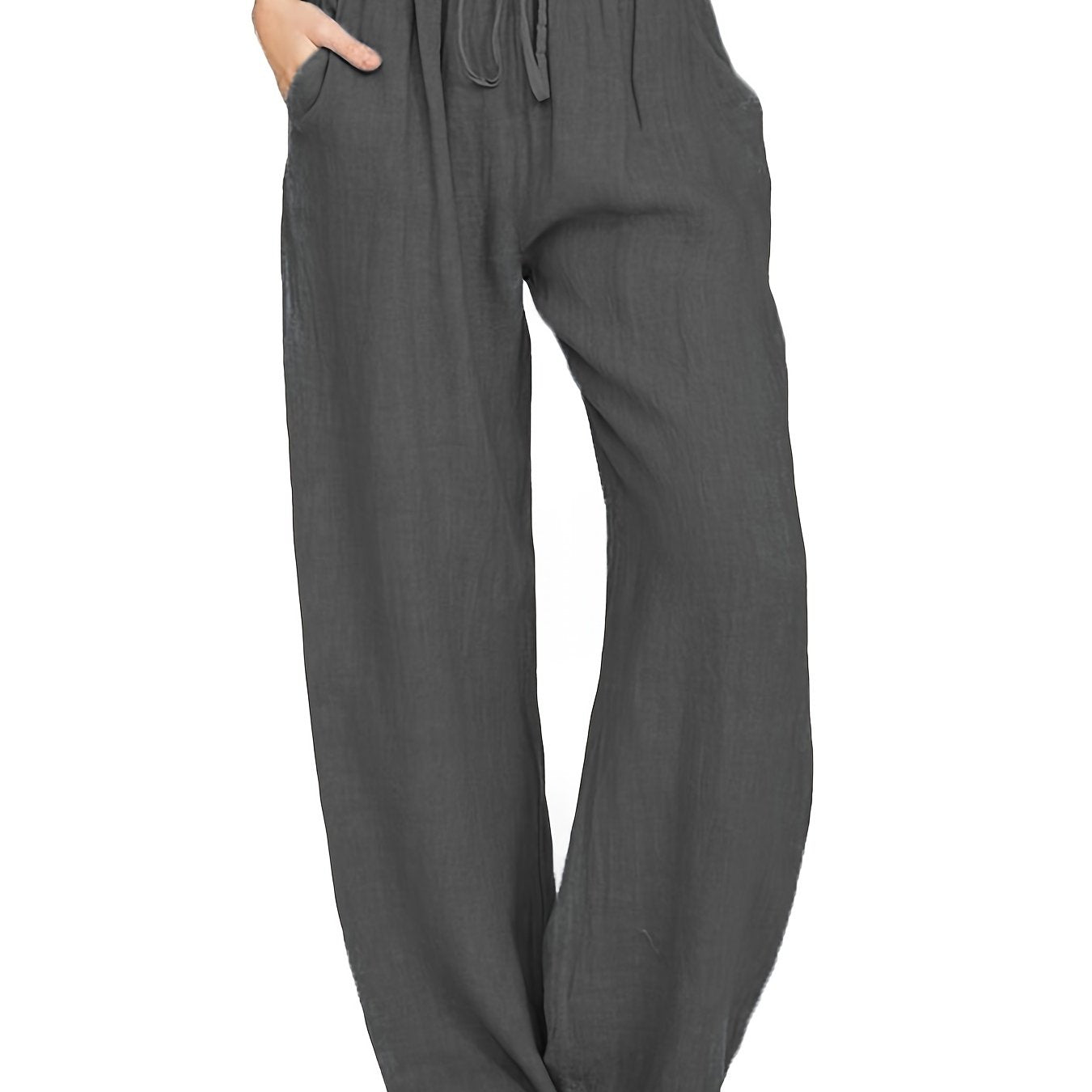 Drawstring Wide Leg Solid Loose Palazzo Pants