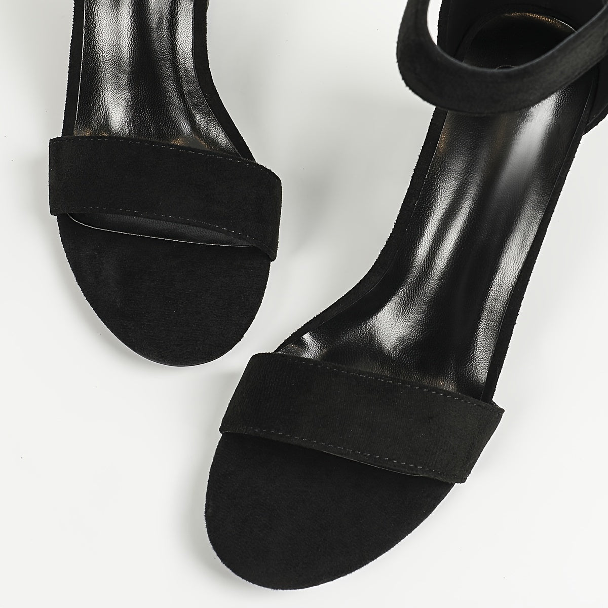 Versatile Velvet High Heels - Women's Chic Open Toe Ankle Strap Solid Color
