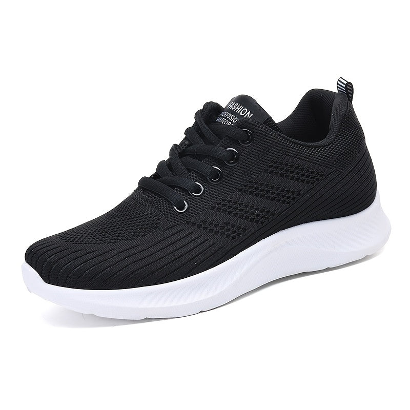 [1 Pair Women'S Breathable Running Sneakers] 1 Pair Women'S Breathable Casual Running Sneakers, Solid Color Fabric Low-Top Lace-Up Shoes with PVC Sole for All Seasons