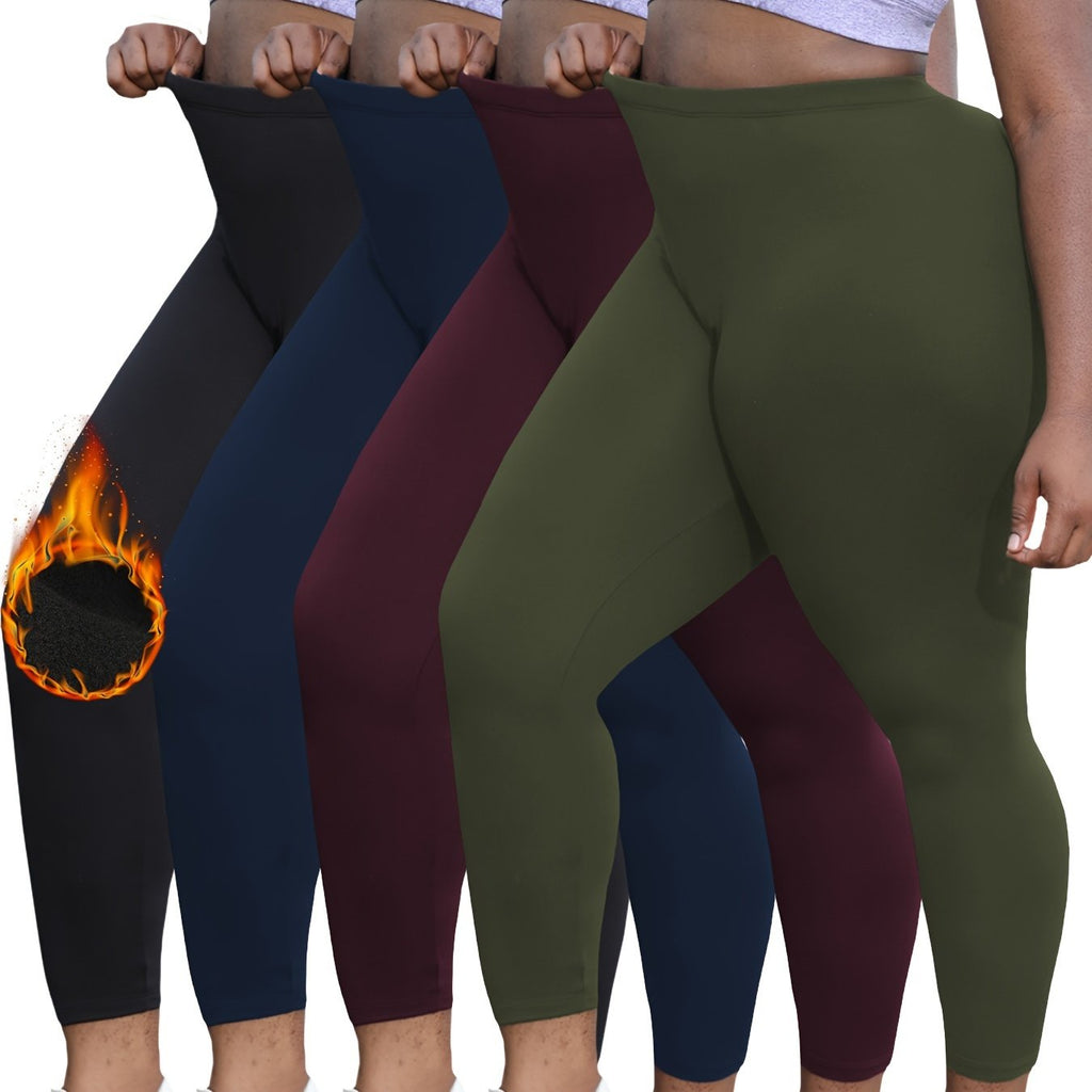 4pcs Plus Size Women's Super Soft High Waist Flare Leggings