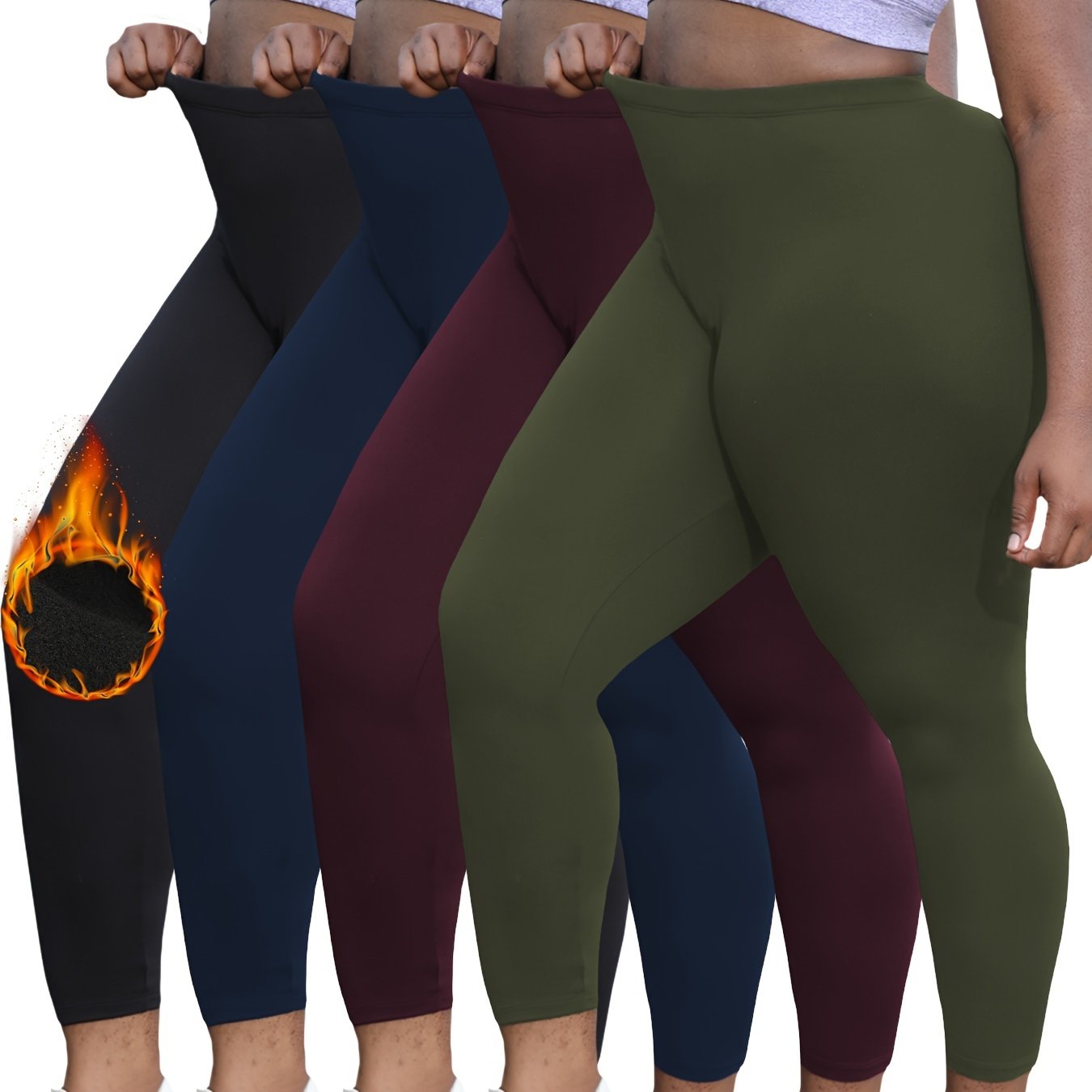 4pcs Plus Size Women's Super Soft High Waist Flare Leggings