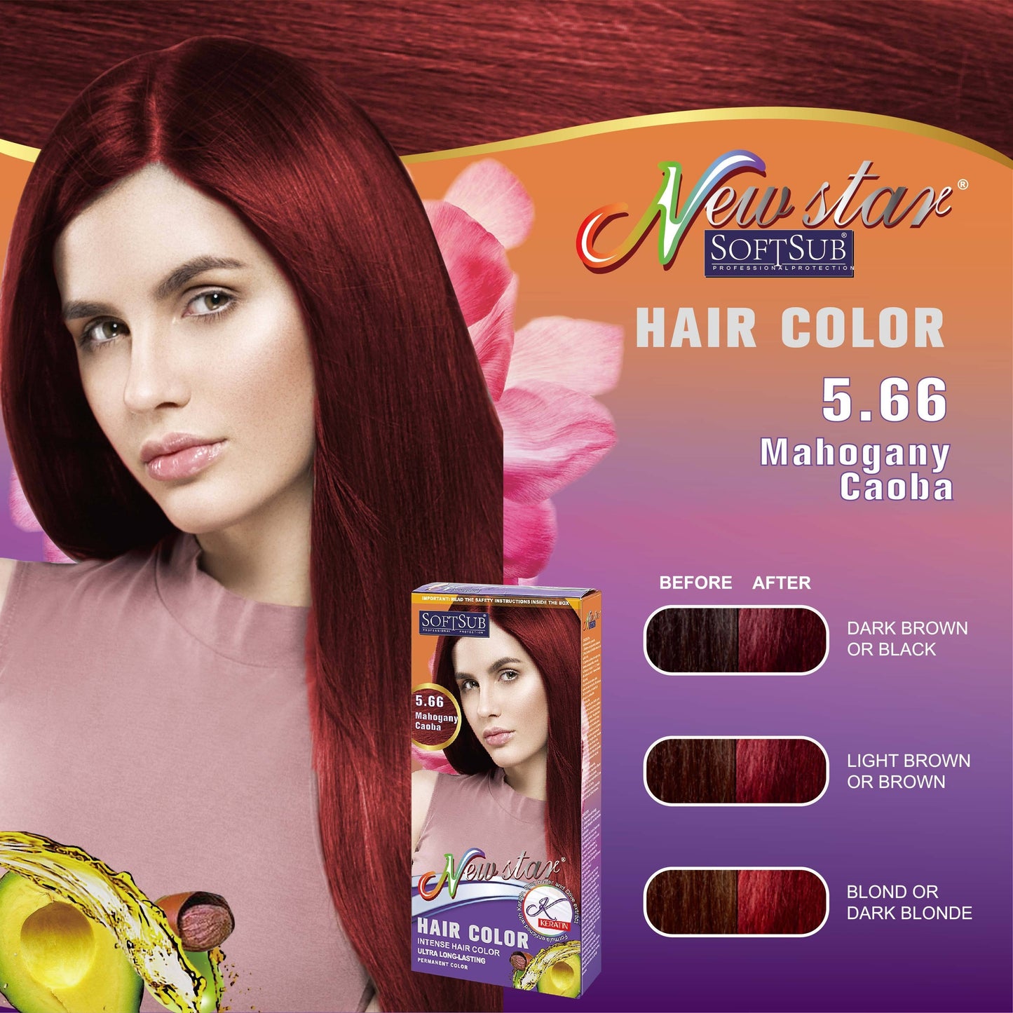 SOFTSUB Women'S Hair Color Kit - 60ml Cream & 60ml Developer with Gloves, Vibrant Colors including Pink, Yellow, Blue, Green, and Purple, Salon-Quality Results, Easy Application, No Mixing Required, SOFTSU