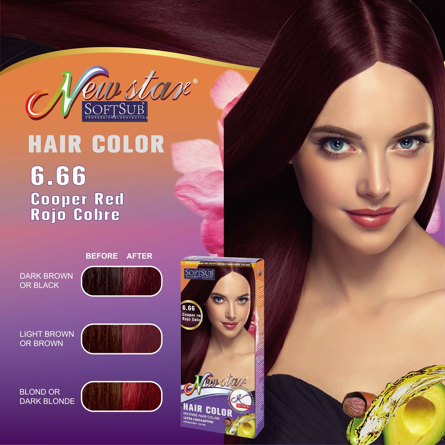 SOFTSUB Women'S Hair Color Kit - 60ml Cream & 60ml Developer with Gloves, Vibrant Colors including Pink, Yellow, Blue, Green, and Purple, Salon-Quality Results, Easy Application, No Mixing Required, SOFTSU