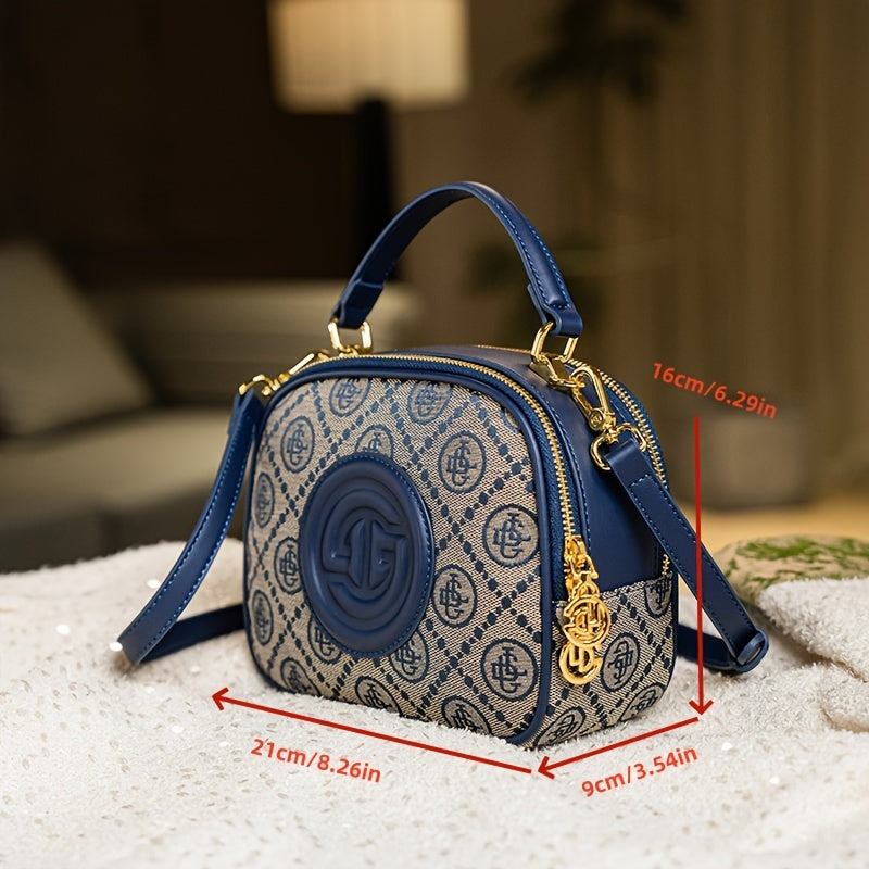Casual Geometric Pattern Embroidered Canvas Crossbody Bag