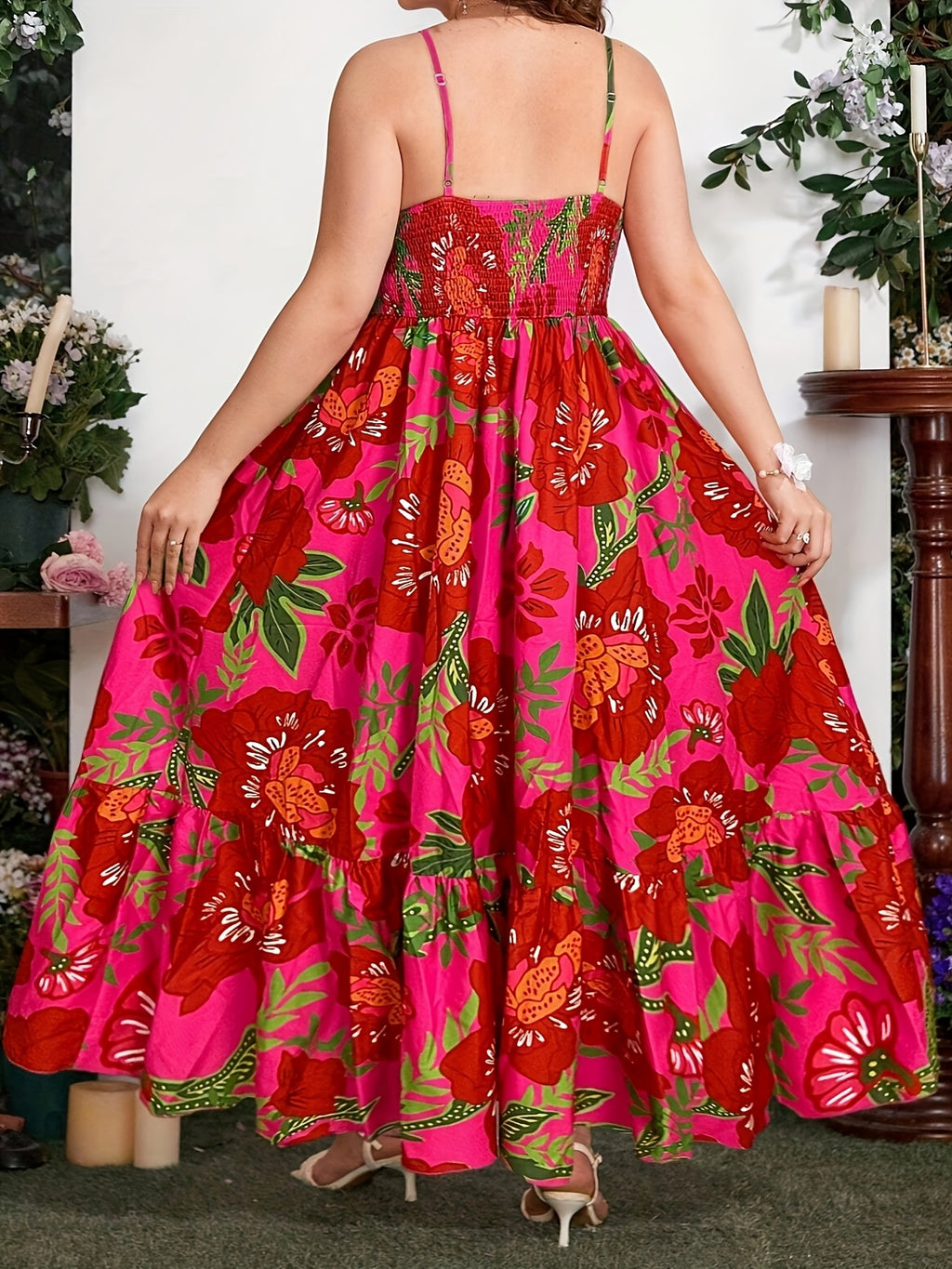 Women's Plus Size Floral Midi Dress